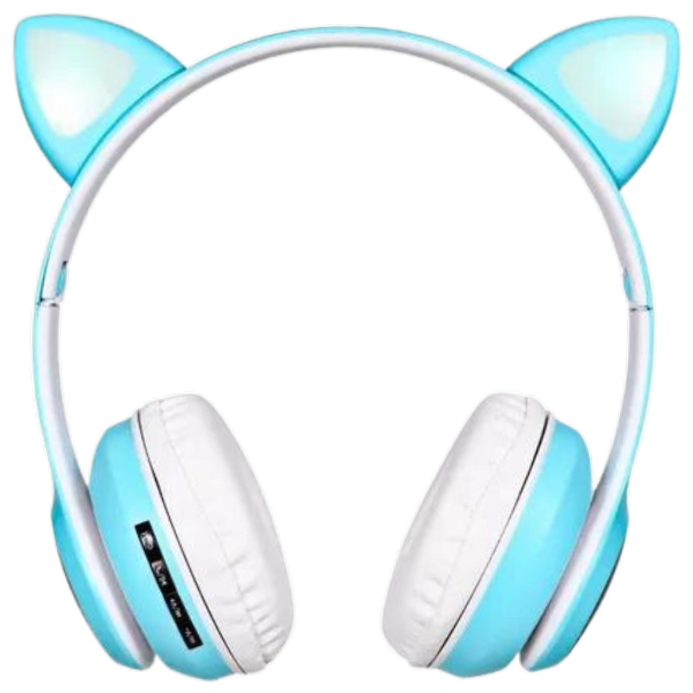 Fone Bluetooth Orelha De Gato Led Colorido (AZUL)
