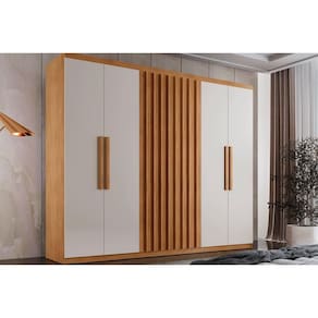 Guarda Roupa 6 Portas e 2 Gavetas Cairo Naturale/Off White - Rufato