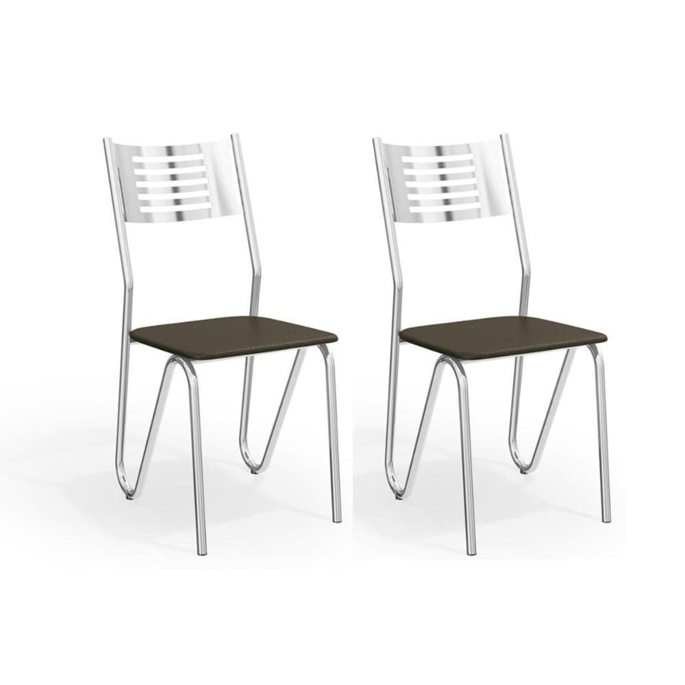 Cadeira de Cozinha Nápoles 2C045CR Aço Kit 2 Uni Cromado/Marrom 21 - Kappesberg