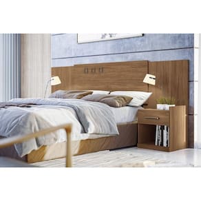 Painel Cama Box Madeirado Cor Jatoba Casal c/ Gavetas Plus Jatoba - Santos Andirá