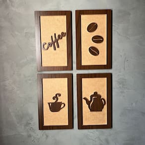 4 Quadros Cantinho do Café decoração grãos 15x25 C1525Mr