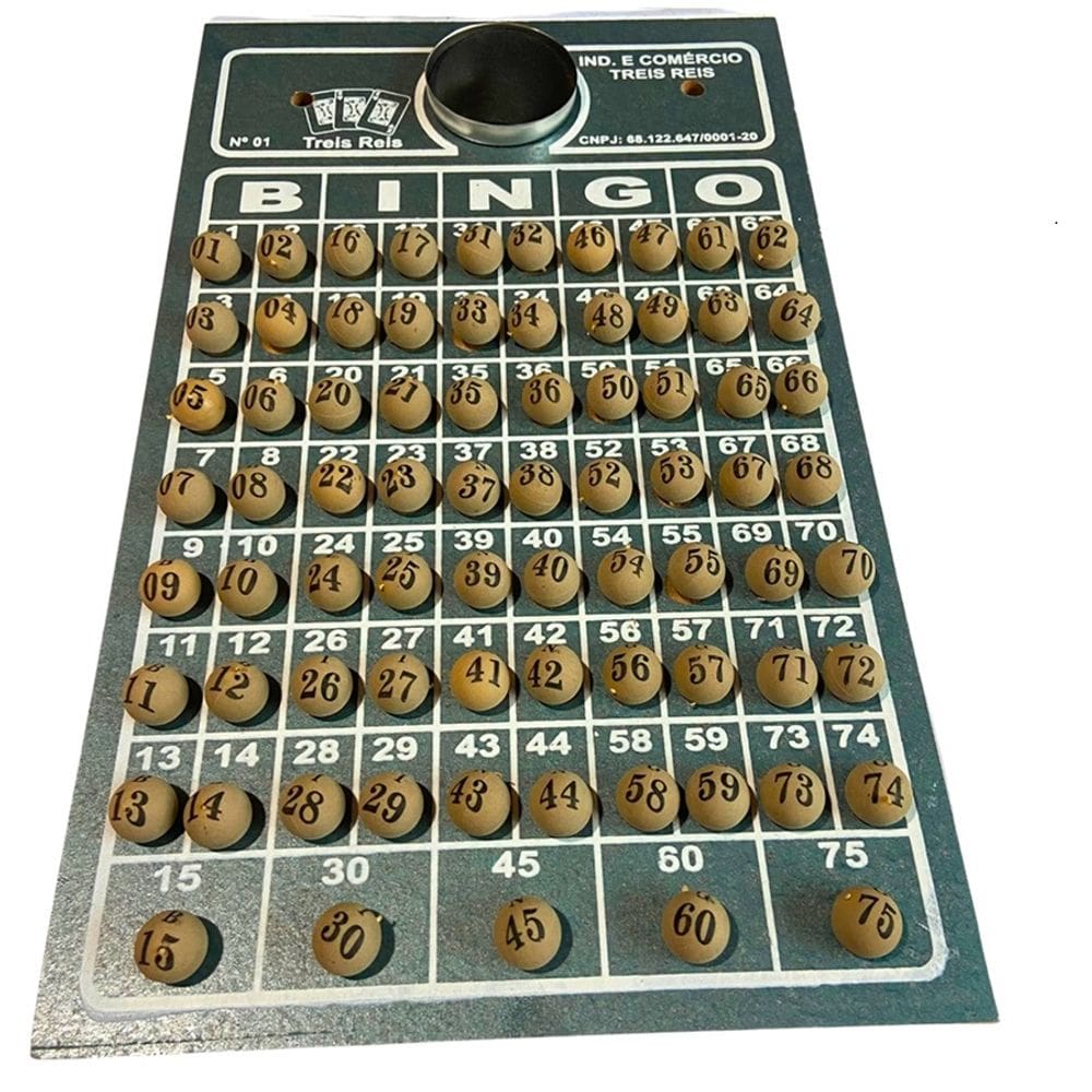 Tabuleiro E Bolinhas Numeradas 1 A 75 Plásticas 16 MM Para Jogo De Bingo N°1
