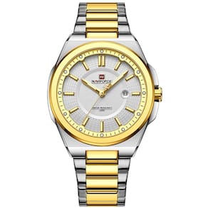 Relógio De Pulso Masculino Analogico Design Casual á Prova D\`água Branco Dourado