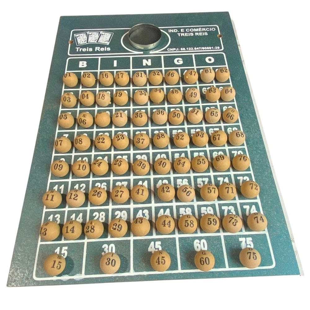 Tabuleiro E Bolinhas Numeradas 1 A 75 Plásticas 21 MM Para Jogo De Bingo N°2 E 3
