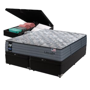 Cama Box Baú Preto e Colchão Queen Lincoln Molas Ensacadas Sealy