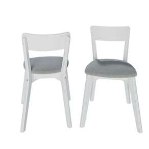 Kit 2 Cadeiras de Madeira com Encosto em Mdf e Estofado Coleção Scandian Branco Laca