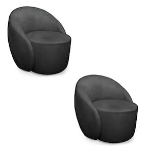 Poltrona Decorativa Orgânica Giratória Kit 2 Lua Suede Preto D03 - D`Rossi