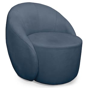Poltrona Decorativa Orgânica Giratória Lua Suede Azul Marinho D03 - D`Rossi