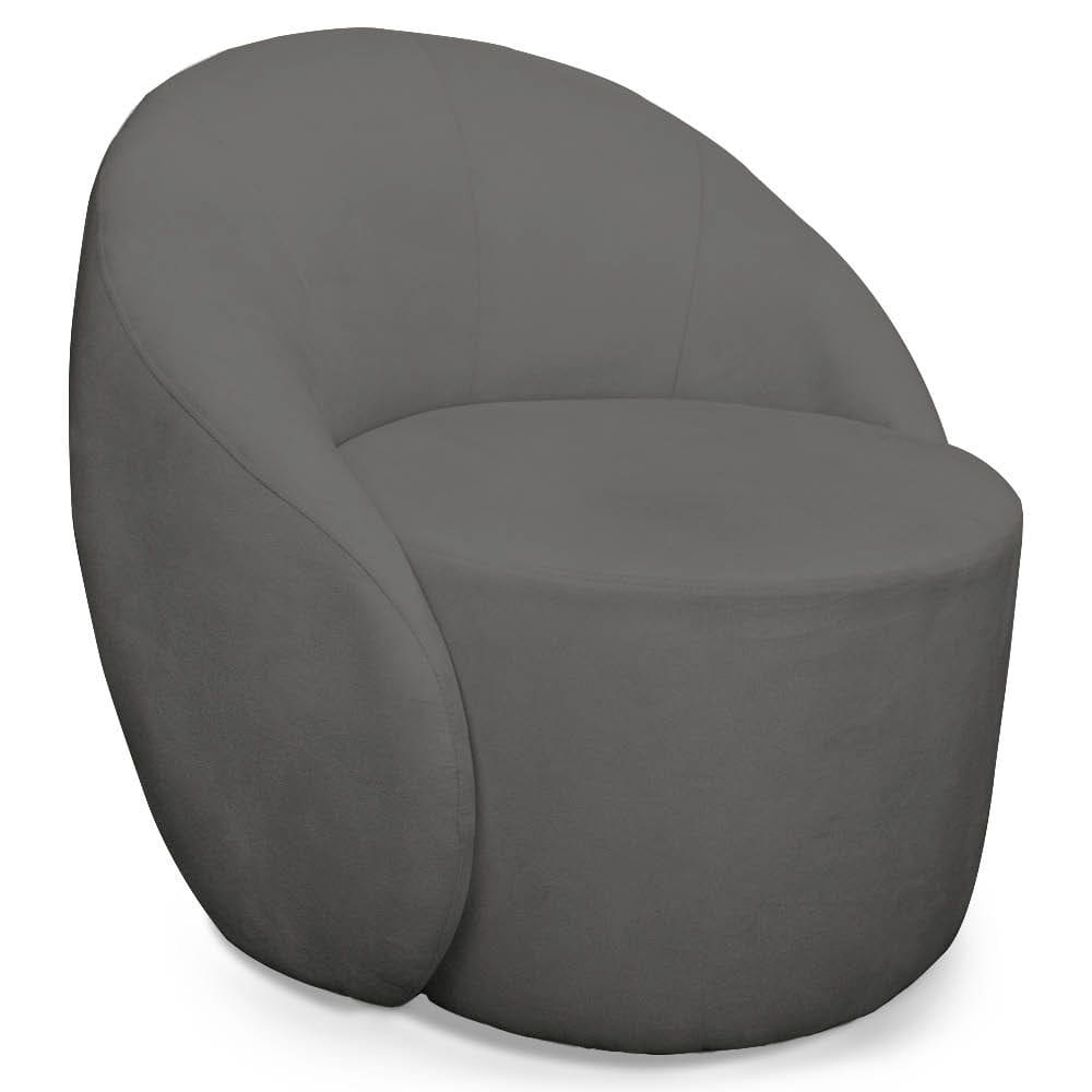 Poltrona Decorativa Orgânica Giratória Lua Suede Grafite D03 - D`Rossi