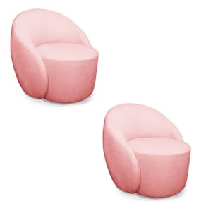 Poltrona Decorativa Orgânica Giratória Kit 2 Lua Suede Rosê D03 - D`Rossi
