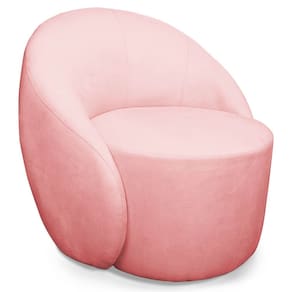 Poltrona Decorativa Orgânica Giratória Lua Suede Rosê D03 - D`Rossi