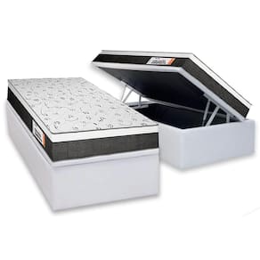 Cama Box Baú Solteiro: Colchão Anatômico Plumatex Falcon Ultra Firme + Base CRC Courano White(88x188)