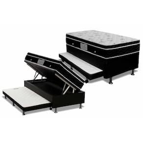 Conjunto Box Baú Solteiro: Colchão Molas Ortobom Nanolastic Physical + Base CRC Courano Black(88x188)