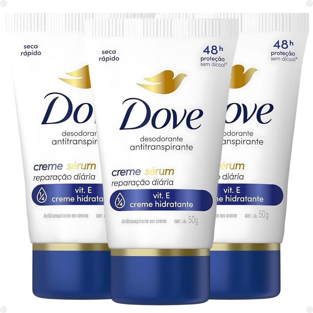 Kit Dove Creme Sérum: 3 Desodorantes Reparação Diária