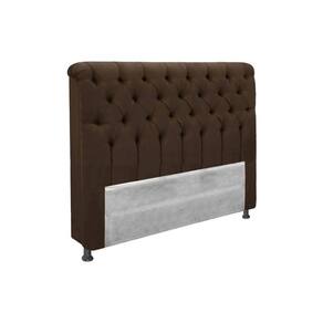 Painel de Cama Box Estofada Solteiro Imperatriz Plus Suede Marrom Chocolate - Simbal