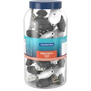 Plugues Macho 2p T 10a 250v~ Cores Preto E Branco - Emb. Pote Grande