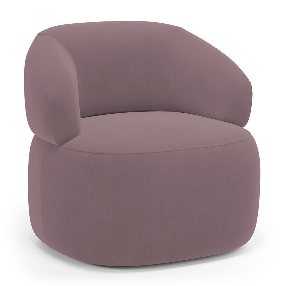 Poltrona Orgânica Giratória Living Glee Veludo Rosê - Desk Design