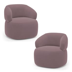 Kit 02 Poltronas Orgânicas Giratória Living Glee Veludo Rosê - Desk Design