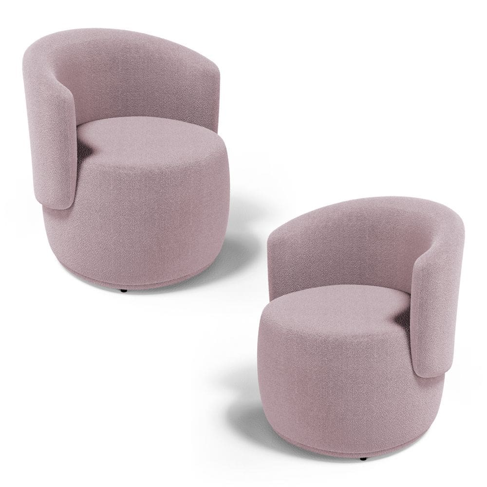 Kit 02 Poltronas Decorativas Aisha Orgânica Bouclê Rosê - Desk Design