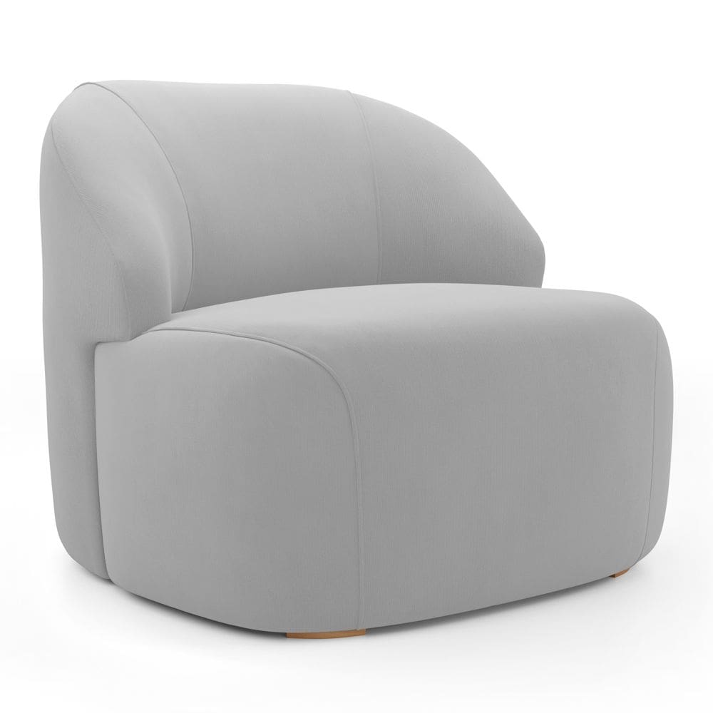Poltrona Decorativa Living Kaya Orgânica Veludo Cinza Claro - Desk Design