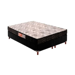 Cama Box Queen: Colchão Espuma D45 Paropas Pasquale Black + Base CRC Suede Black(158x198)