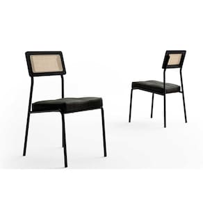 Cadeira de Cozinha Lux 1741 Aço Kit 2 Uni Preto/Linho Grafite/Courino Preto - Carraro