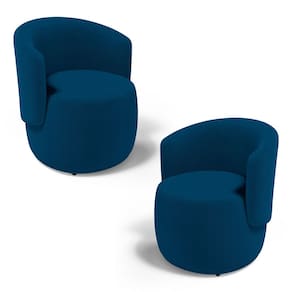 Kit 02 Poltronas Decorativas Aisha Orgânica Bouclê Azul Marinho - Desk Design