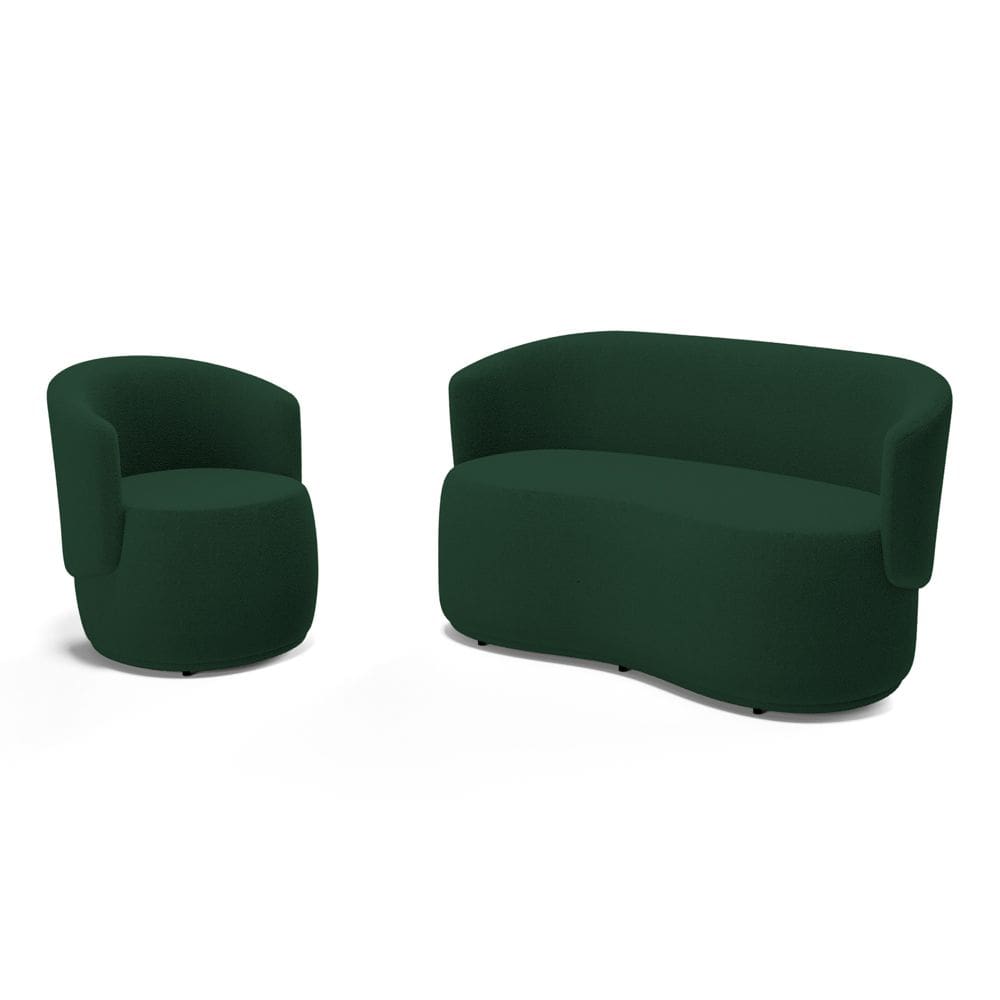 Kit Poltrona e Namoradeira Aisha Orgânica Bouclê Verde - Desk Design