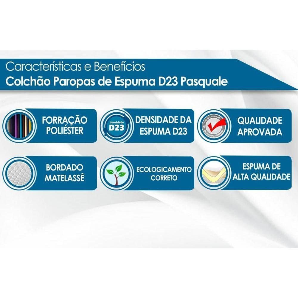 Colchão Solteiro Espuma D23 Pasquale Black (88x188x20) - Paropas