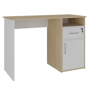 Mesa Escrivaninha Home Office 110cm Ally A06 Carvalho/Branco - Mpozenato