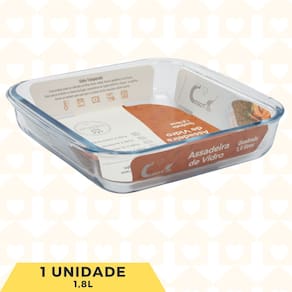 1Un Travessa Assadeira Quadrado 1,8L Mesa Posta Vidro Forte
