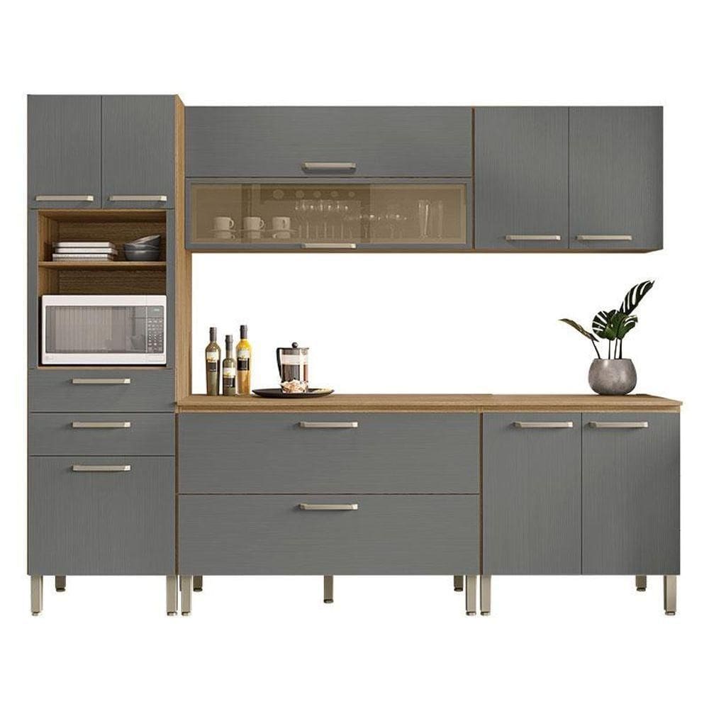 Cozinha Modulada Ametista Composição 6 Freijó Gris - Kits Paraná