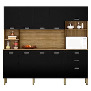 Cozinha Intense 10 Portas E 2 Gavetas Freijó Nero - Kits Paraná