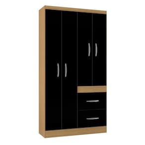 Guarda Roupa Solteiro Milão 4 Portas Damasco Preto - Poquema