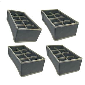 Organizador para Gaveta Guarda Roupa 8 Divisões Cinza Kit 4