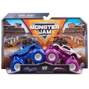 Diecast Monster Jam Blue Thunder versus Full Charge em escala 1:64
