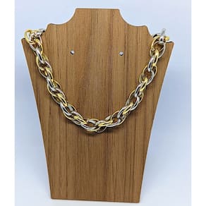 Colar Corrente Elos Grosso Elo Oval Mix dourado com Prata Folheado Ouro e Prateado Luxo Lançamento Tendência 2024