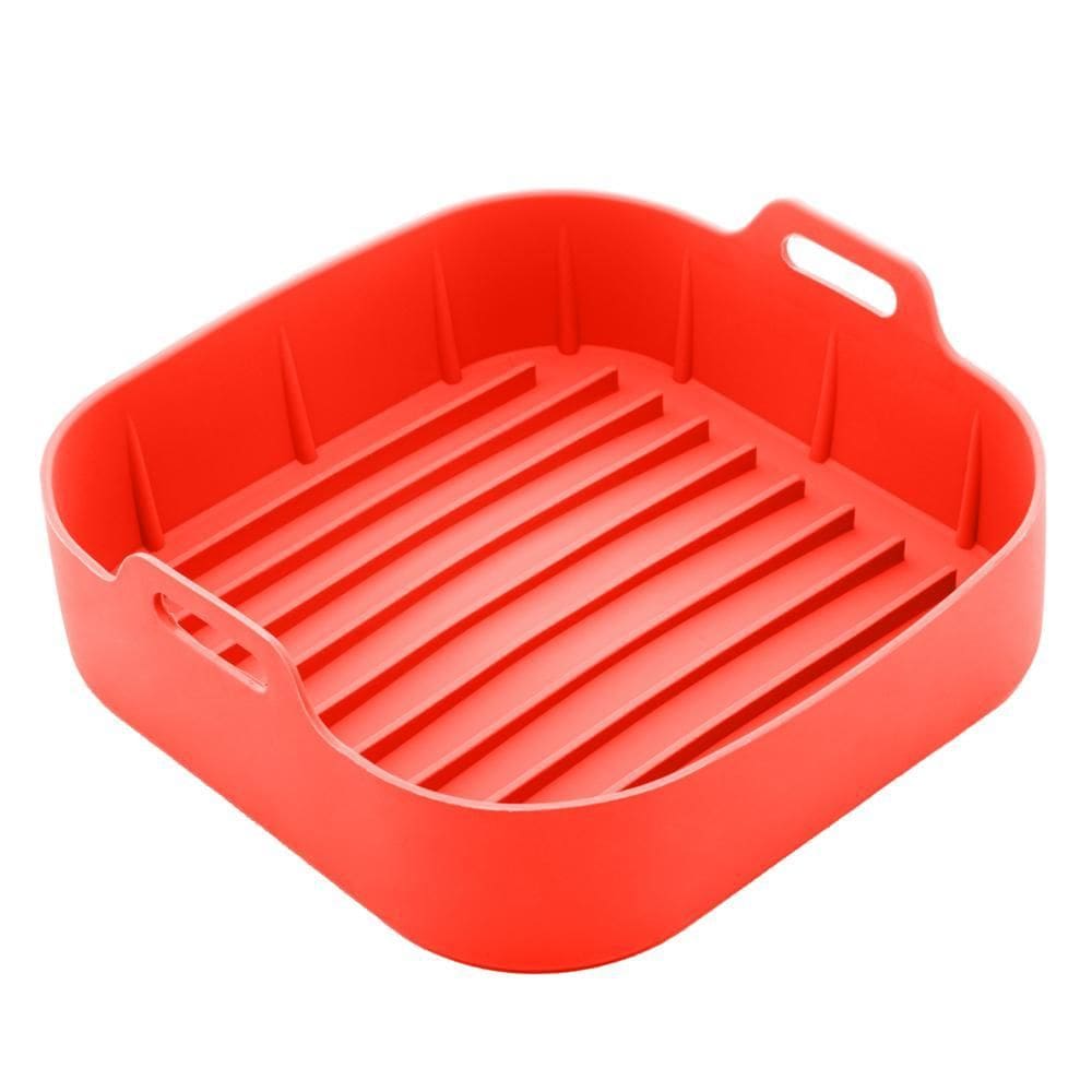 Forma Quadrada de Silicone para Air Fryer Vermelha 20cm