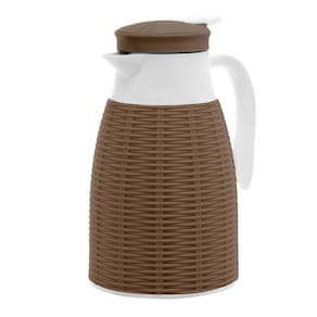 Garrafa Térmica de Plástico Rattan Marrom Escuro 1L