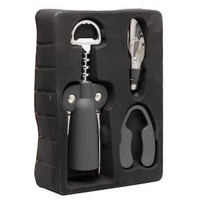 Conjunto 3 Peças para Vinho em Liga de Zinco e Plástico