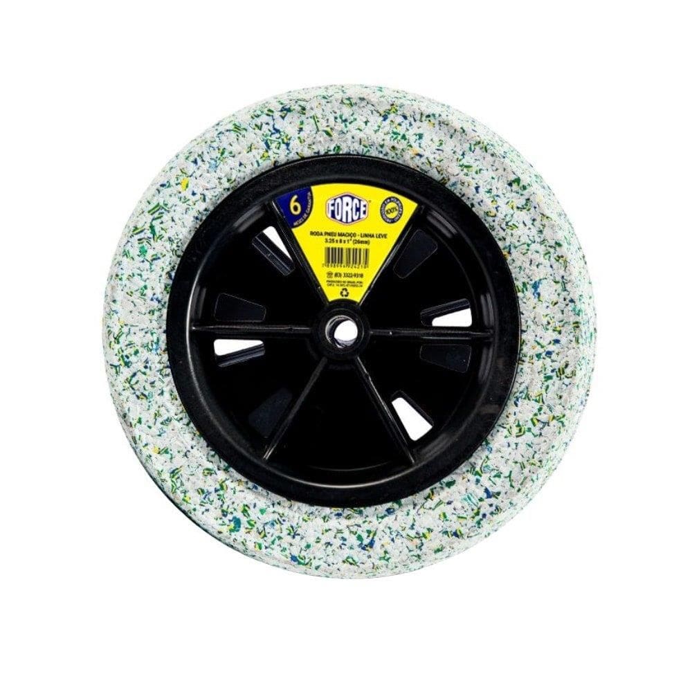 Roda Pneu Macico Force Borracha Expandida 3.25X8X1 26mm Linha Leve