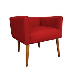 Banco Banqueta Para Escrivaninha Penteadeira Suede Vermelho - Majú Decor