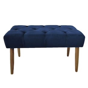 Banco Estofado Jade 80cm Suede Azul Marinho - Majú Decor