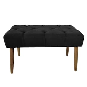 Banco Estofado Jade 80cm Suede Preto - Majú Decor