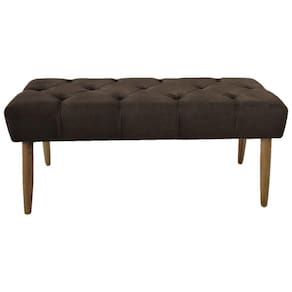 Banco Estofado Jade 120xcm Suede Marrom - Majú Decor