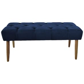 Banco Estofado Jade 120xcm Suede Azul Marinho - Majú Decor