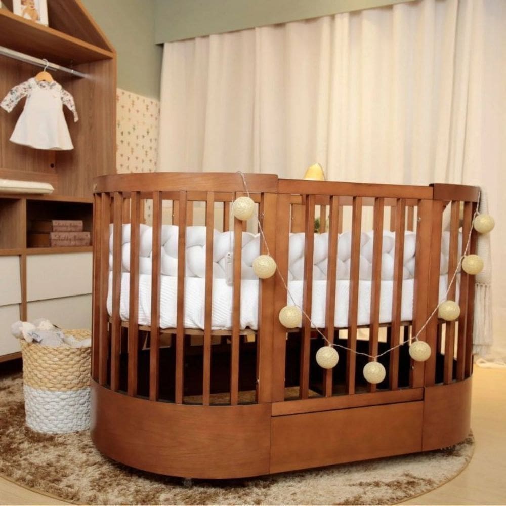 Berço Wave Evolutivo 3 em 1 com Colchão Fase 1 e Fase 2 Divicar Móveis Mel