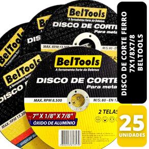 Kit 25 Disco de Corte Ferro 7x1/8x7/8 Beltools