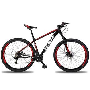 Bicicleta Aro 29 Ksw 24v Shimano Freios A Disco Garfo Rígido - Preto-vermelho E Branco - 17"