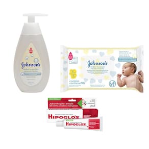 Kit Sabonete Líquido Johnson`s Baby Recém Nascido 200ml + Toalhinhas Umedecidas Johnson`s Baby Recém Nascido 96un + Creme Preventivo Contra Assaduras